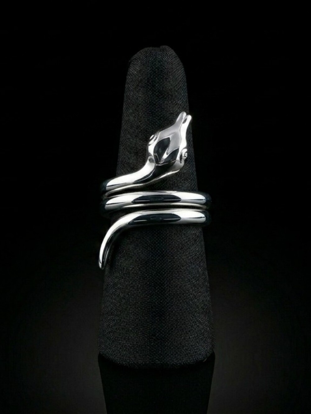 Sleek Stainless Steel Green-Eyed Snake Wrap Ring – Size 7
